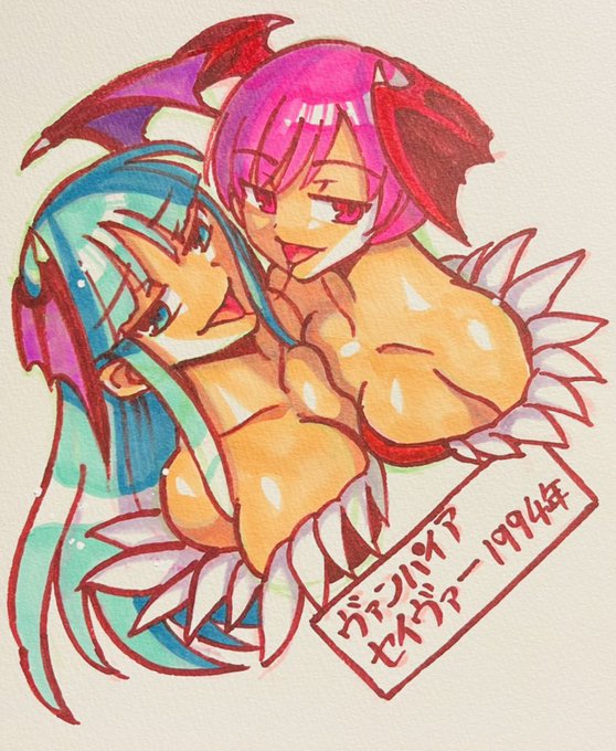 #歴代のコミケのヒロインを描いてみる
男性向け同人流行年表から
引用させて頂きました!
13人目
1994年 ヴァンパイアセイヴァー
     モリガン リリス 