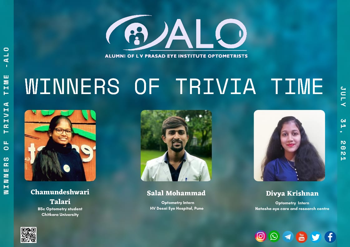 ALOptom's tweet photo. 🥳 🎉Congratulations to the winners of the Trivia Time Quiz- July
Surprise goodies awaits all the winners.🤩
#TeamALO #Team_ALO #TriviaTime #July2021 #winners #Quiz #OptometryQuiz #Optometry https://t.co/Z7kjyPnkQd