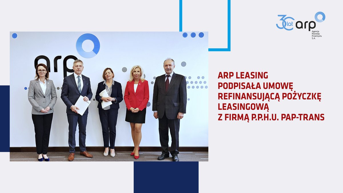 AgencjaRozwoju's tweet photo. 🤝 W ramach współpracy #ARPLeasing z PEKAO LEASING Sp. z o.o.  nasza spółka podpisała umowę refinansującą pożyczkę leasingową linii produkcyjnej i udzieliła 12-miesięcznej karencji w spłacie firmie rodzinnej P.P.H.U. PAP-TRANS Sp.j. z Siedlec. https://t.co/zcWgShdmr4