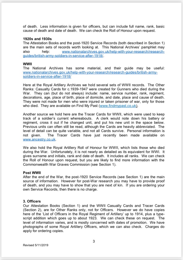 Gunner Family History - Part 1
Our Archives Gunner Family History leaflet is an incredibly useful source of information for anyone looking into their family history.
Full details can be found on our website 
royalartillerymuseum.com/archive-3/fami… 
Further images in Part 2