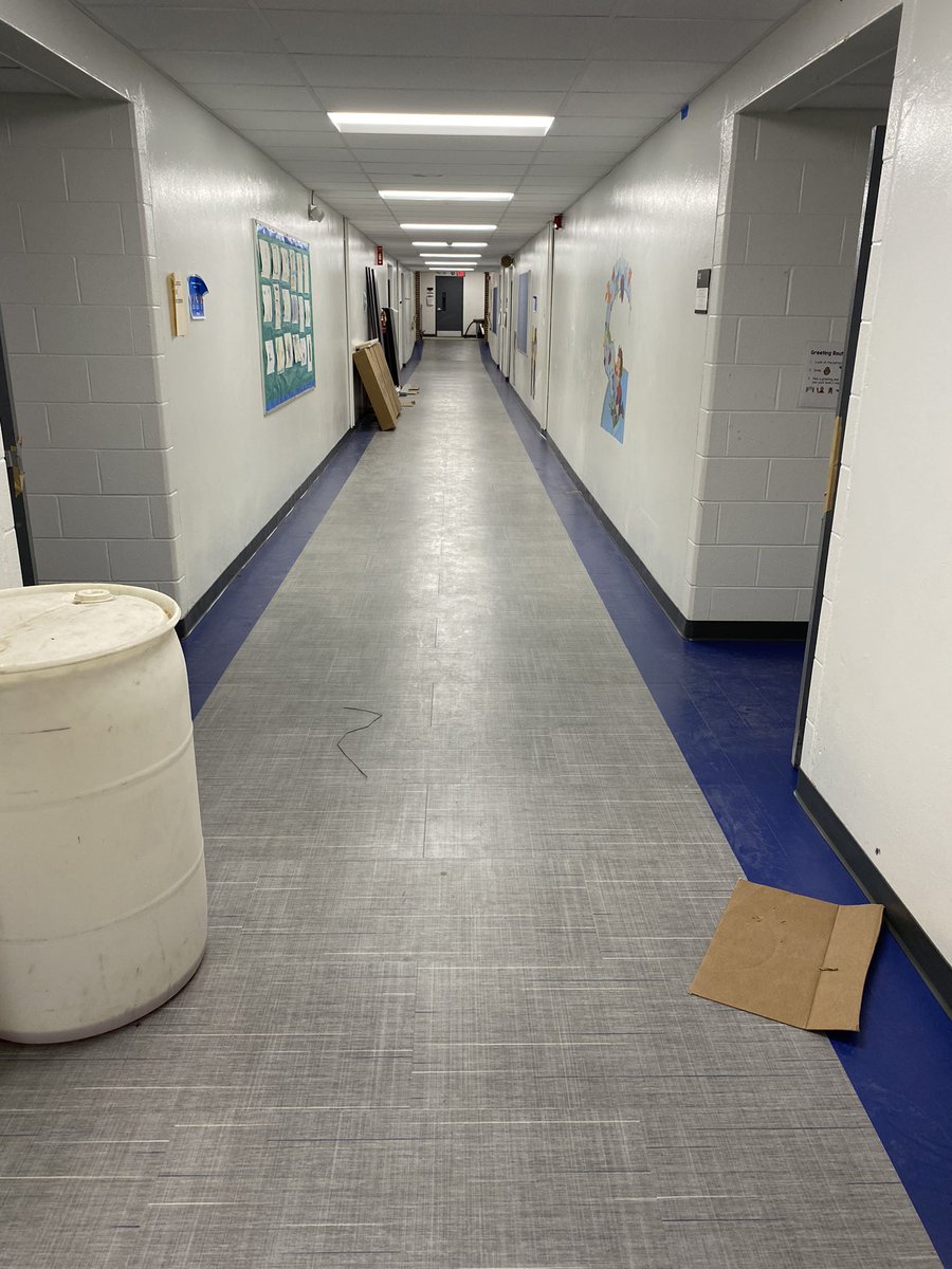 #21Learns The “Eagle” has landed and the Twain LVT and Mondo gym flooring  installed.  Final touches - baseboard going in.