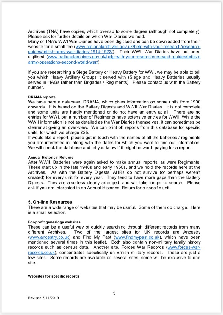 RA_Museum's tweet photo. Gunner Family History - Part 2
Our Archives Gunner Family History leaflet is an incredibly useful source of information for anyone looking into their family history.
Full details can be found on our website 
https://t.co/s7pDRoK1Bl https://t.co/DinTpWE8AG