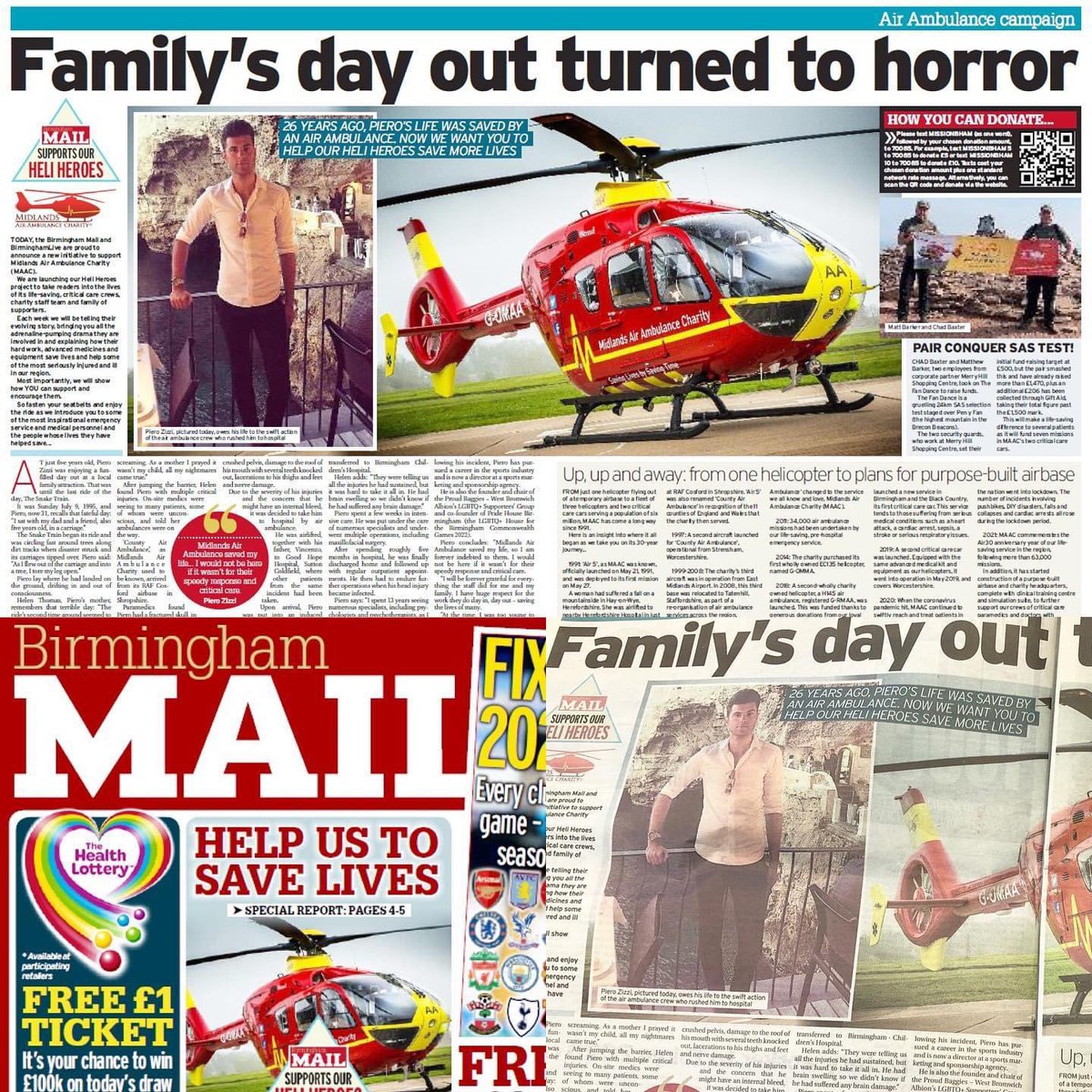PieroZizzi's tweet photo. 📰 1995 ➡️ 2021
@MAA_Charity Heroes! Go support their life-saving work ❤️🚁
#Air30 | @birmingham_live https://t.co/2R4sR8j4S7