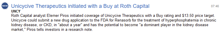 SteveYonezu's tweet photo. $UNCY $13.50 PT out of Roth this morning. Looks like the only first firm to cover the stock after their IPO earlier this year.  PT implies over 400% upside compared to Friday's close. https://t.co/9SpHtECEiN