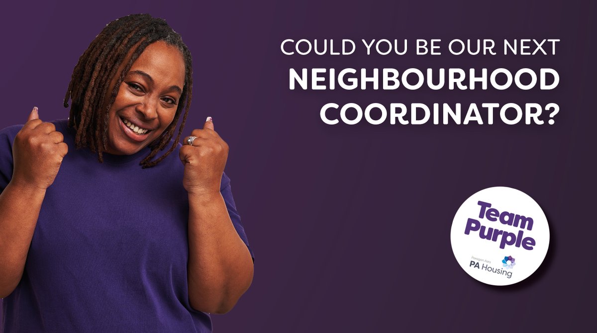 Connorstacey96's tweet photo. Could you be our next member of #teampurple?

We're holding virtual sessions to #recruit for our Neighbourhood Coordinator roles at 
@pa_housing 

Find out more online:
https://t.co/BDOxo85Enz

#ukhousing #housingjobs #recruitment #everybodyisunique https://t.co/j6SUJKhPEo