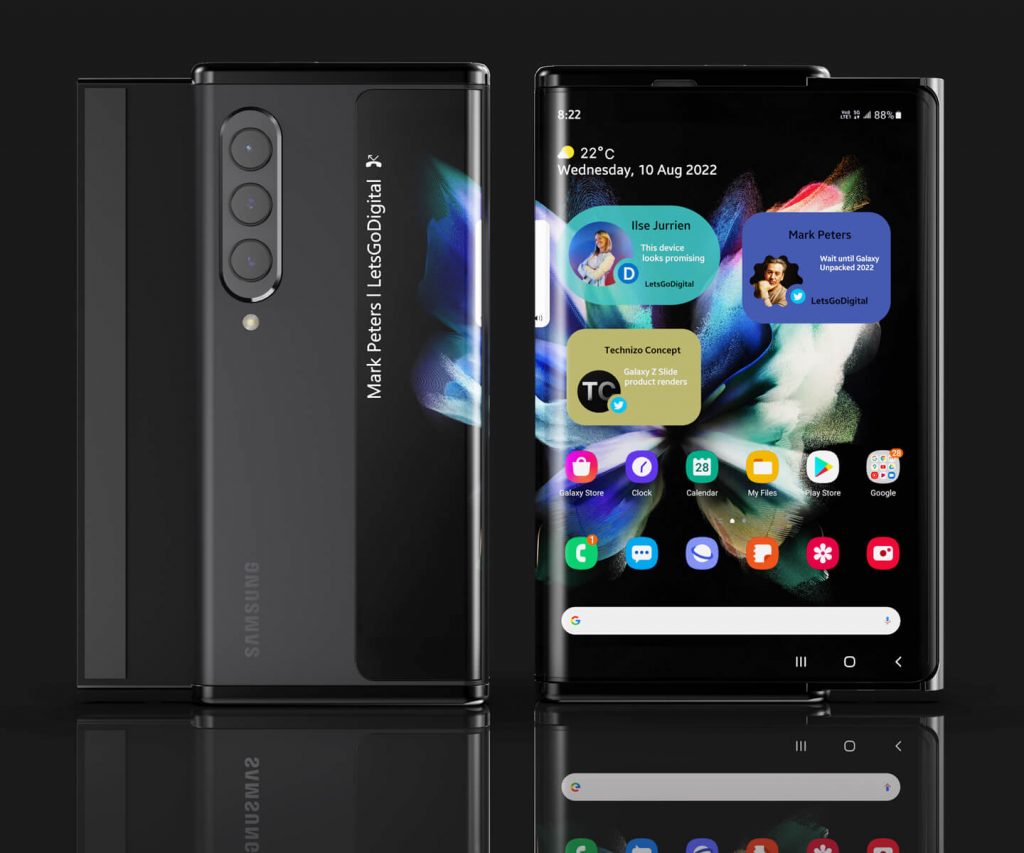 TheGTAVIRadar's tweet photo. Samsung Unpacked 2022 preview: Galaxy Z Slide
https://t.co/9CHaIzM0uD

- Under panel camera
- Samsung S Pen support
- Flexible display extends to the rear side

#Samsung #SamsungUnpacked #GalaxyZSlide #SamsungZSlide #GalaxyUnpacked https://t.co/FRKP5XqpqC