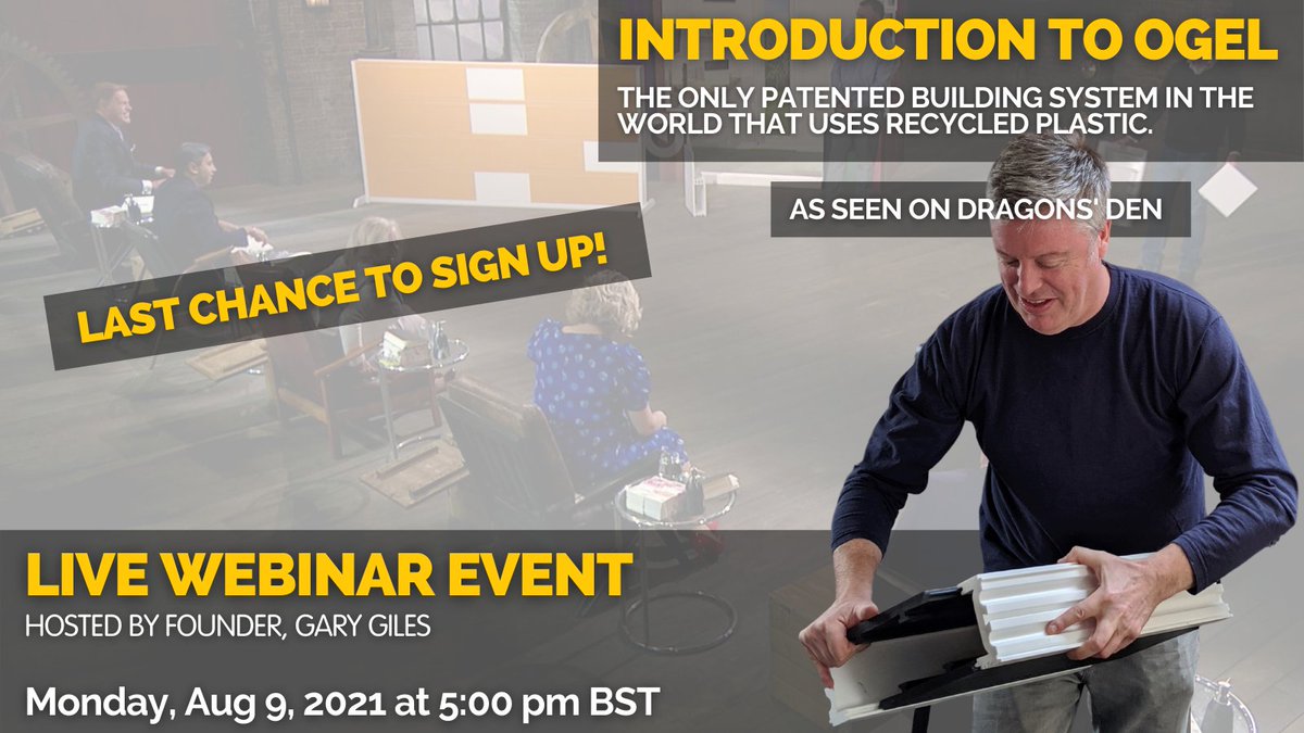 There's still time to sign up for the ogel webinar which introduces the revolutionary patent-pending building system - You have until 4 pm!’

Sign up here: my.demio.com/ref/yfYRvGF4zv…

We’ll see you there!

#jointheogelworld #InnovationForEveryone #construction