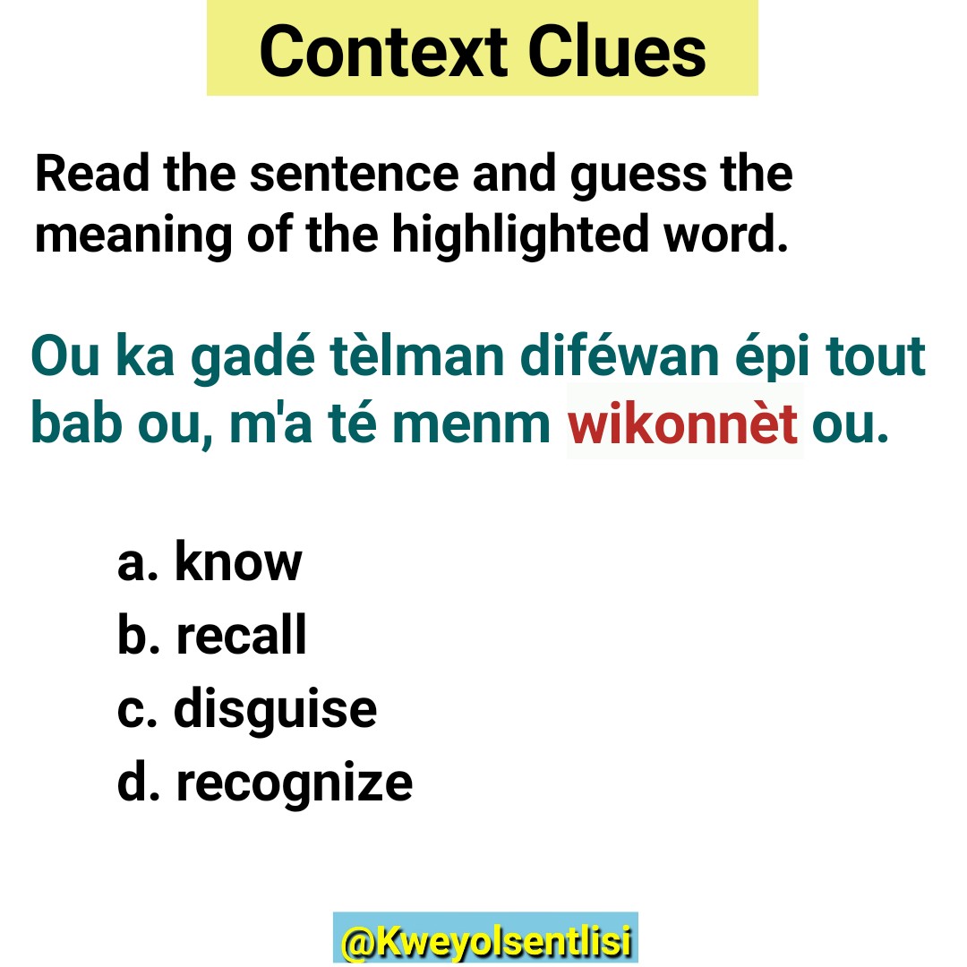 KweyolSentLisi's tweet photo. Ès Kwéyòl ou ka amélyowé?
(Is your Kwéyòl improving?) https://t.co/tLM86eMfoV