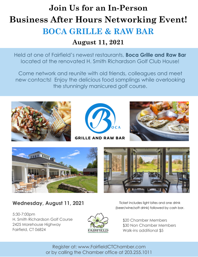 fairfieldchambr's tweet photo. This Wednesday - Business After Hours at Boca Grille and Raw Bar https://t.co/ttgHU0Mnu0 https://t.co/2MT6Kks0pb