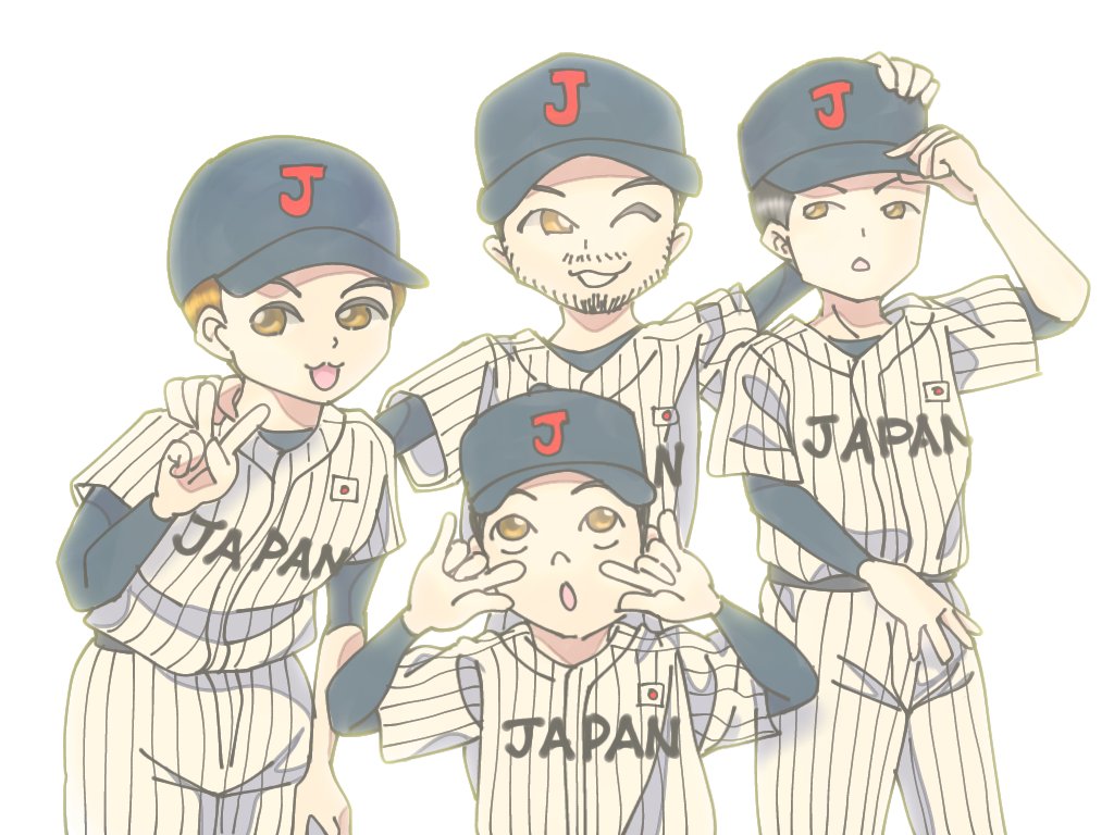 Curoko 今日は野球の日 侍ジャパン 金メダルおめでとうございます イラストはカープの４選手 みんなお疲れ様でした 次のシーズン後半戦に向けて ゆっくり休んでください 野球の日 野球 侍ジャパン金メダル 広島東洋カープ 広島