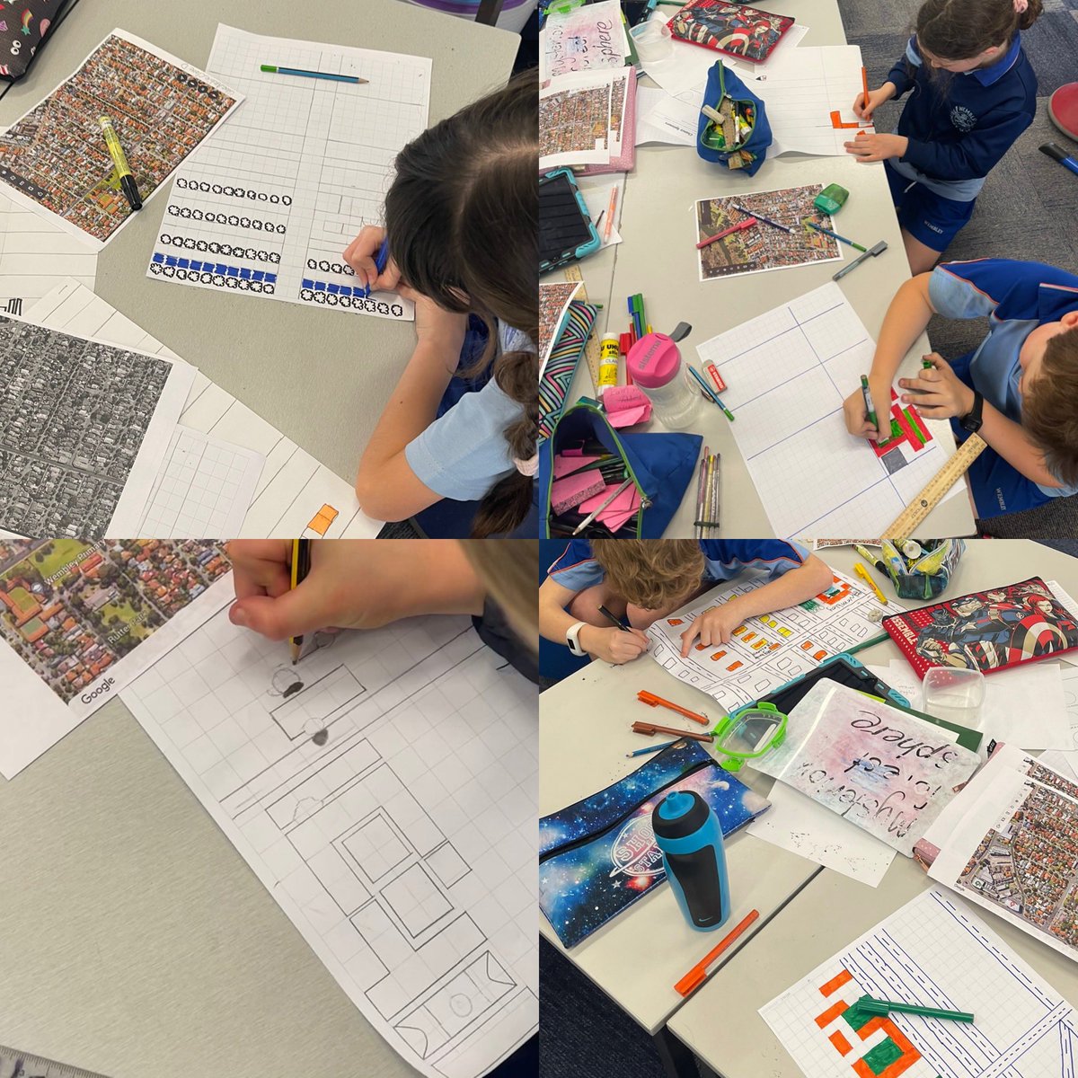 Miss_Sugden's tweet photo. Integrating #maths #civicsandcitizenship #digitaltechnologies. Mapping locations in our community. These maps are nearly ready for the local Ozbots to explore #inquiry #year3 https://t.co/kQpaMm5avV