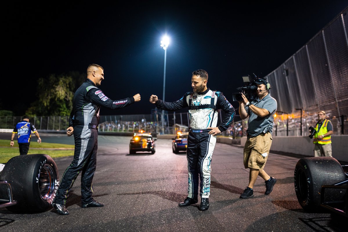 StaffordSpeedwy's tweet photo. Well that fist bump didn't age well 🤜🤛

@RyanPreece_ and @JBonsignore on the grid for last Friday's @gafroofing 150

📸 @tom6024 
#Mods #GAF150 #StaffordSpeedway https://t.co/ZtWPTKFzgh