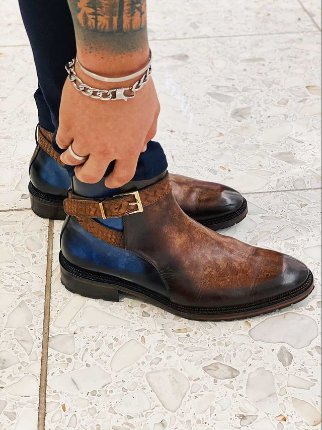 Extremely comfortable, convenient & super stylish. Wear Lethato Men's Cross Strap Boots in Brown & Blue enhances your personality!
.
.
.
.
#bootaddict #dressboots #lethatoshoes #bespokeshoes #handwelted #shoegazingblog  #jodhpurboots #jodhpurs #mensboots #crossstrapboots #dapper