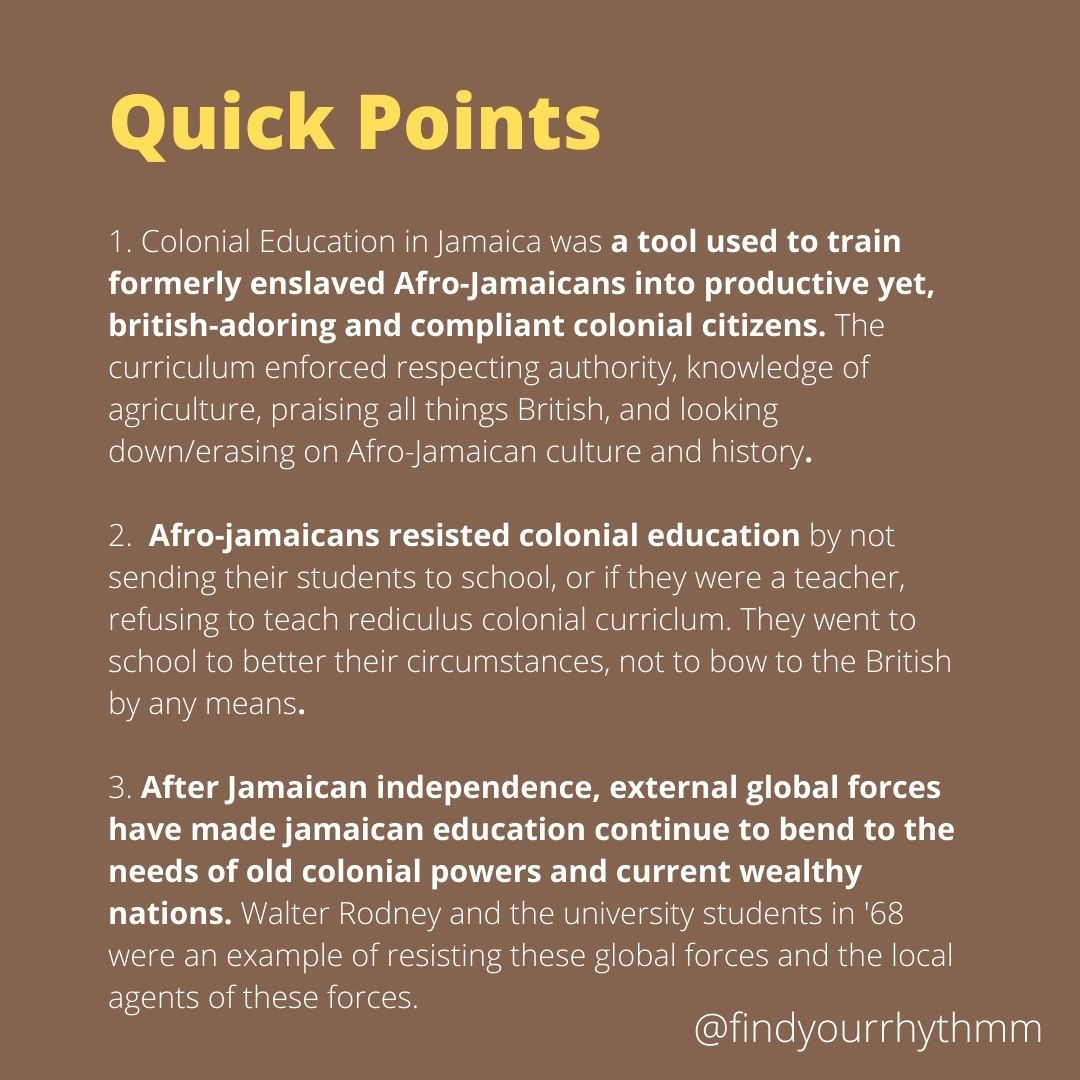 MichaelTheStdnt's tweet photo. Hi kids, here are our class notes from our History of Jamaican Education video. Consider our reflection questions as you go through your week! Share with your teachers, parents, and friends. Comment with questions or responses! #EducationForLiberation #LearnSlower #ThinkLonger https://t.co/QZbrk5H6JA