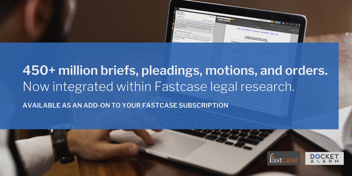 Did you hear that Fastcase's dataset has increased by half a BILLION documents? Powered by <a href="/DocketAlarm/">Docket Alarm</a>, users can now access hundreds of millions of briefs, pleadings, motions, and orders. Login now to get searching: buff.ly/3rAcbEv