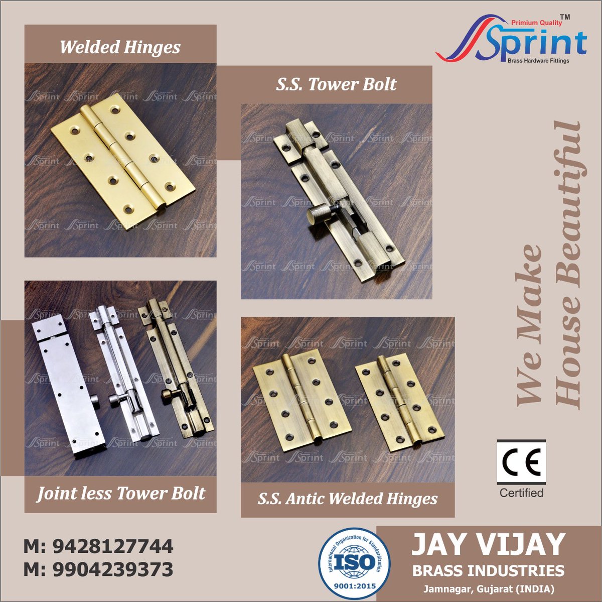 HardwareSamachr's tweet photo. SPRINT Trendy and Premium Brass Hardware Fittings ideal for any door and Window.
#JayvijayBrass #Jamnagar #BrassHardware #Sprint #HardwareProducts #DoorGrip #HardwareTechnology #DoorFittings #WindowFittings #Manufacturer #DoorHardware #WindowHardware #HardwareFittings https://t.co/KB9ydTYtKm