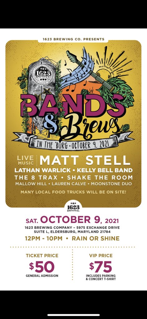 Tickets available for Bands &amp; Brews! Grab yours now🎟:

1623brewing.com/event/bands-an…