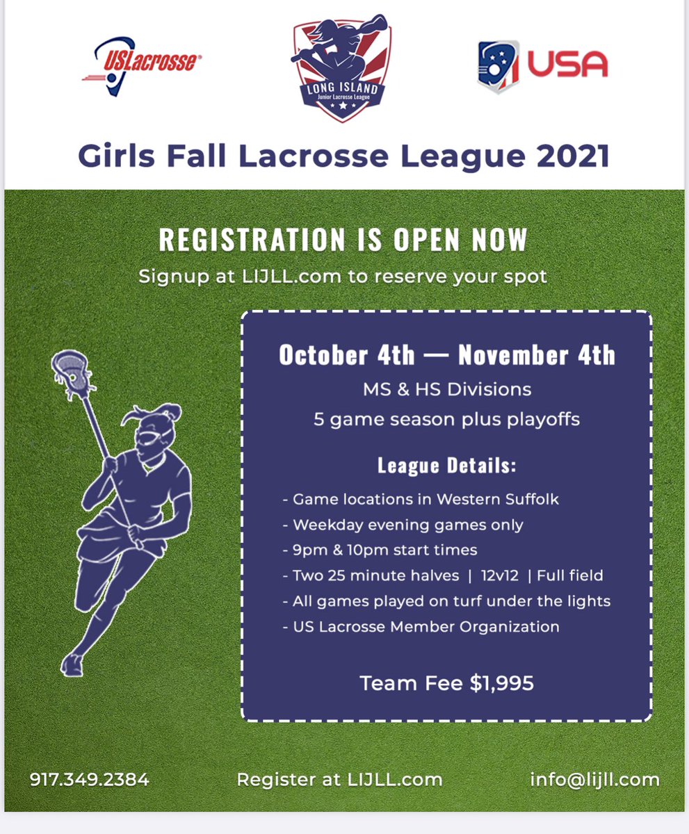Fun and Competitive league! We are accepting registrations now! 😃😃. Follow us in Instagram @LIJuniorLax