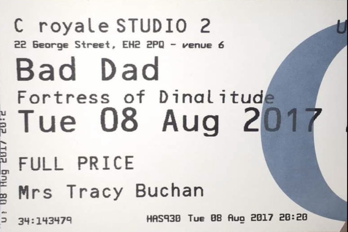 DingliTweets's tweet photo. Friend and ex-upstairs neighbour Tracy posted this ticket from @BadDadShow at the #EdFringe four years ago. I had been hoping to return with a new show this year but you know... stuff has been happening to the theatre world recently. Hopefully next year! 🤞 https://t.co/esmG7LA1iZ