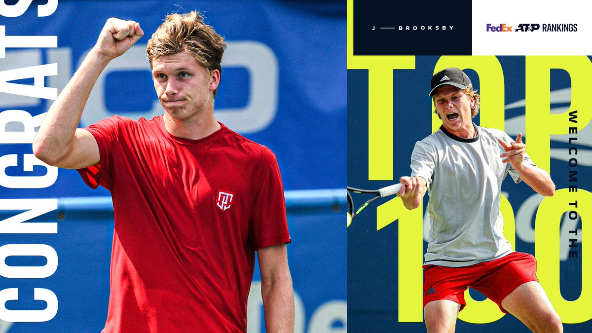 Welcome to the Top 100! 👏  

20-year-old #NextGenATP star Jenson Brooksby has cracked the Top 100 in the @FedEx ATP Rankings  for the first time (No.97) 🇺🇸