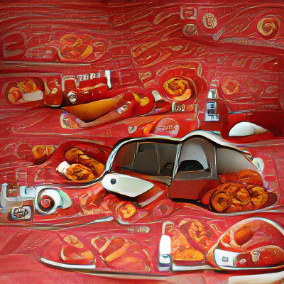 MoserOli's tweet photo. @SZ @MartinZips Titel des Bildes "VW on a bed of Currywurst" #AIArt #ComputerVision #currywurst https://t.co/MUt2NgRhZD