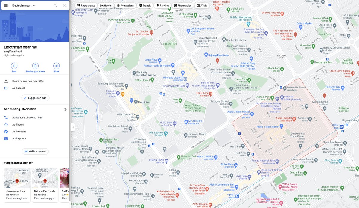 Clever Google Maps hack - naming your shop "Electrician near me" redirects searches to it instead of showing local electricians. #Google #GoogleMaps #hacks