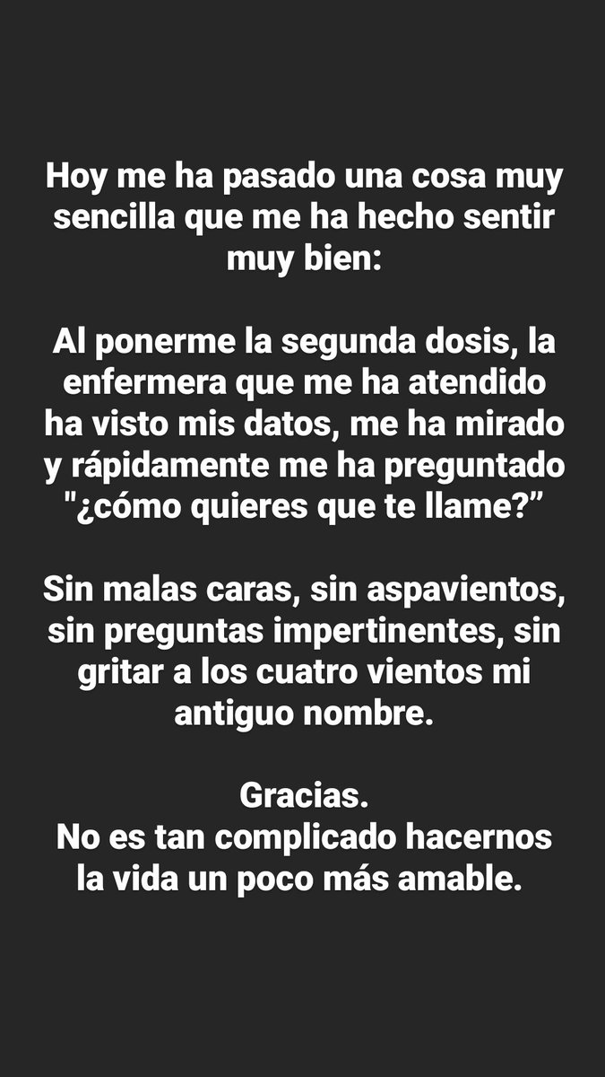 Segunda dosis ✔️
Trato humano básico ✔️