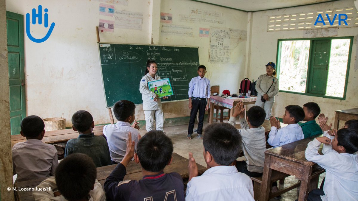 HI_AVR's tweet photo. It's #InternationalYouthDay ! 

Let's not forget that children are our future!

In #Lao, HI meets with children in school to inform them on the risks of explosive remnants of war that are scattered around their villages. 

#RiskEducation #EORE https://t.co/AuiJjis9lC