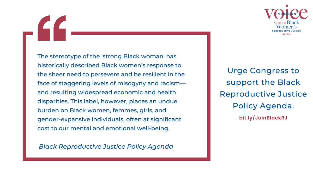 Black women carry a disproportionate burden in society, facing historical dehumanization, oppression, and violence, while not being able to equally access mental health care or resources. Urge Congress to support the #BlackRJPolicyAgenda: blackrj.org/blackrjpolicy.