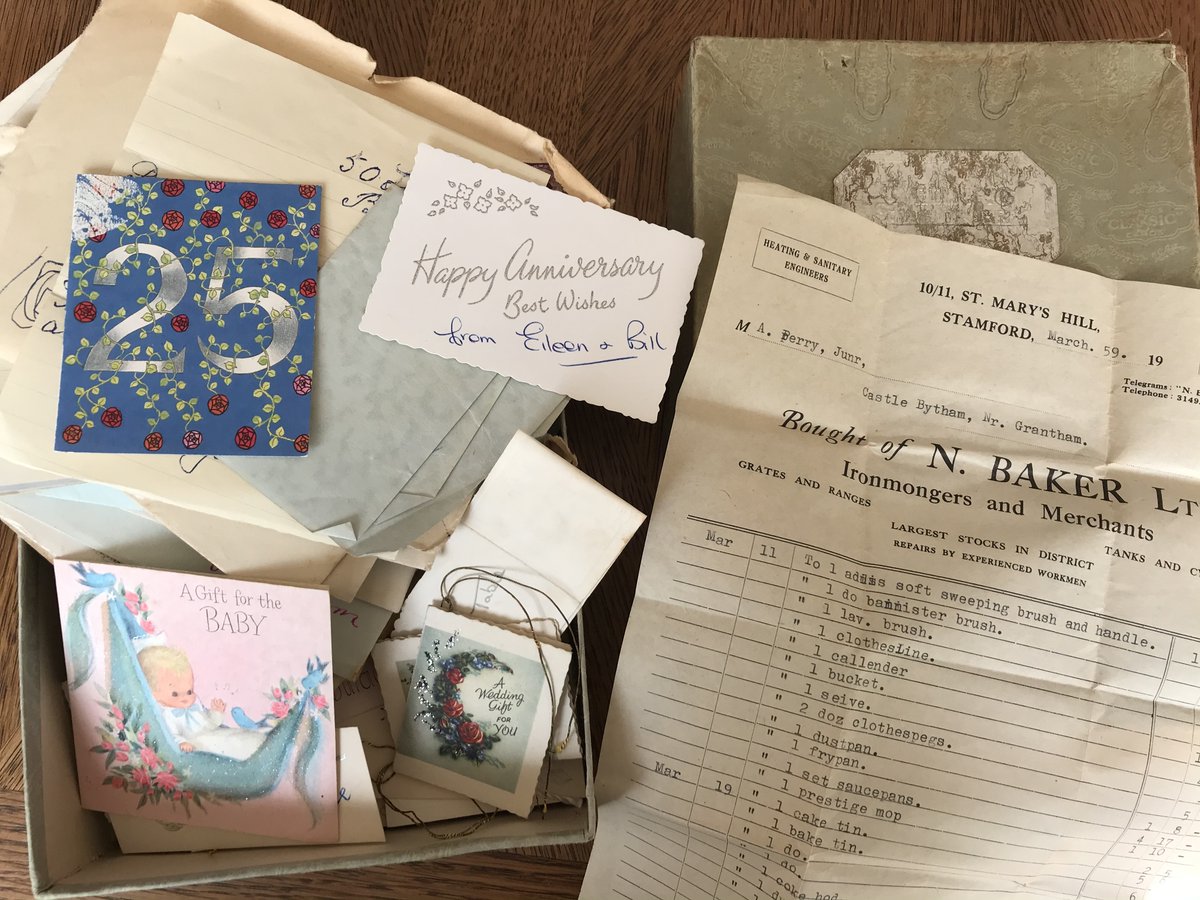 Twitter I need your help! 
I am looking for the family of Arthur &amp; Betty Perry (neé Killingworth)
Married - 17th Oct 1958
2 Children (Nicholas &amp; Roseanne) 
Lived Castle Bytham &amp; possibly worshipped at St James Church 
Would love to give their things back to their family!