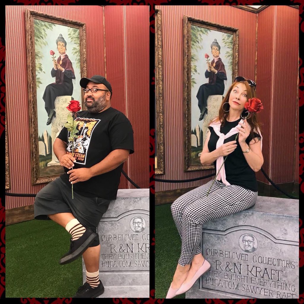jameshcarter2's tweet photo. .@TheRealElvira and I want to wish the #hauntedmansion a happy anniversary. https://t.co/5V6BWxzjSy