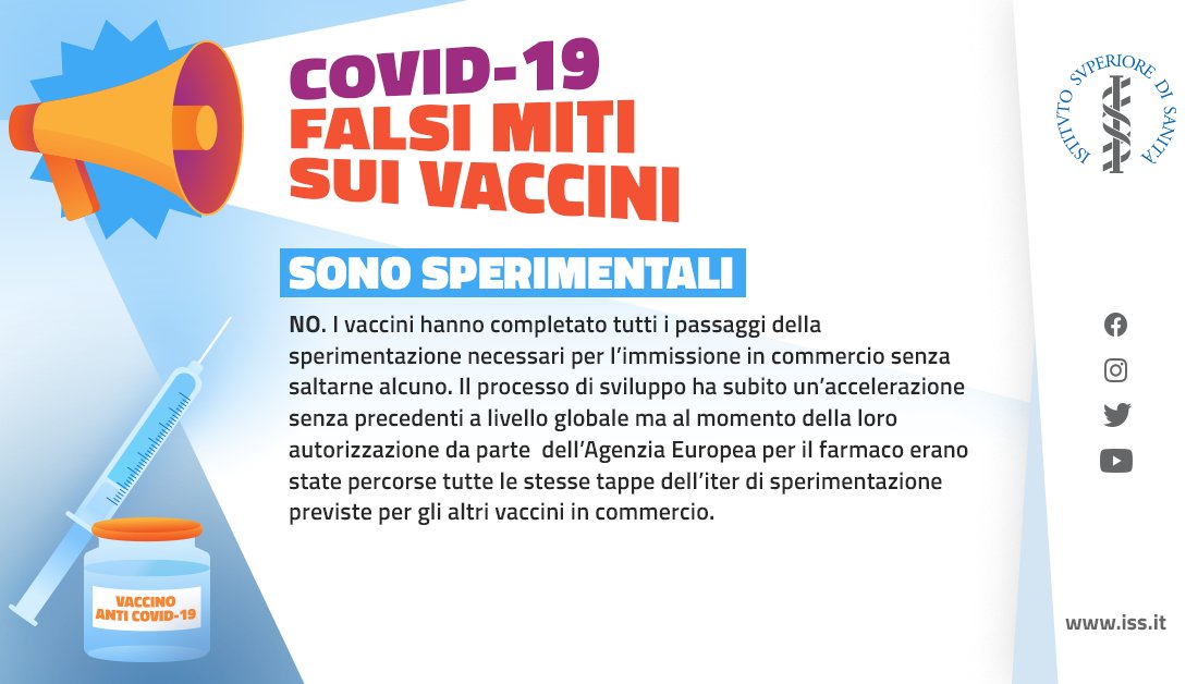 istsupsan's tweet photo. "Sperimentali, inutili e capaci di modificare il DNA". Sono tanti i falsi miti sui #vaccini, ma come per il #Covid19 è possibile proteggersi anche dalle fake news. Leggi le risposte a quelle più diffuse nel nuovo vademecum Iss ⤵️ 
https://t.co/CO40VLOfJB 
#vaccineworks https://t.co/QQc2JkJhR7