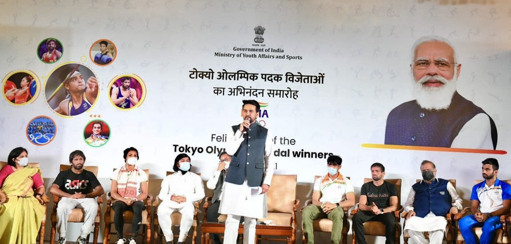 ianuragthakur's tweet photo. Welcome Home Champions!

#Tokyo2020 #TeamIndia https://t.co/qmc8VLm3jO