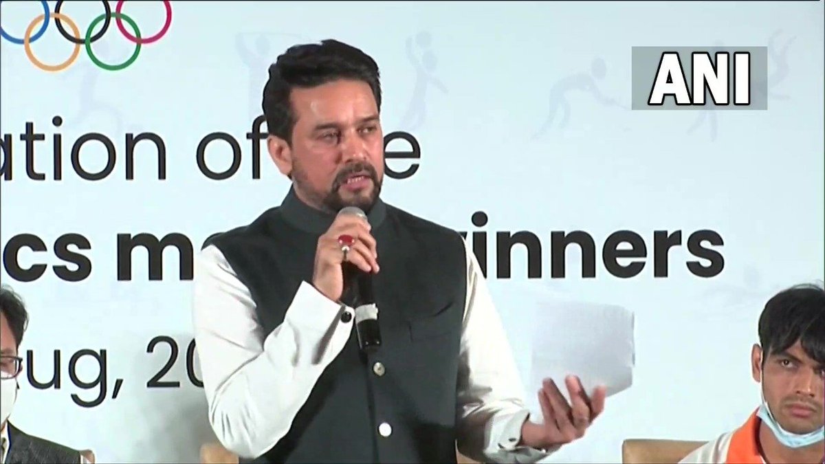 ANI's tweet image. From Neeraj Chopra, Bajrang Punia, Lovlina to others, all our athletes represent a new India. They are &apos;New Heroes of a &apos;New India&apos;... We will ensure that all possible (sports) facilities are arranged from our end: Union Sports Minister Anurag Thakur