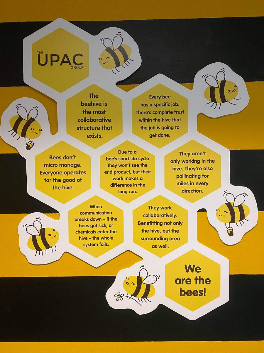 UpacGroup's tweet photo. Buzzin about our new #welcomewall at UPAC. 🐝

#wearethebees #collaboration #MotivationMonday https://t.co/oiLcHwNTjn