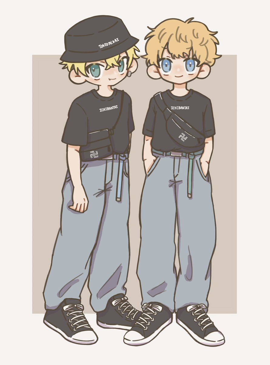 blonde hair pants shirt black footwear blue eyes black headwear shoes  illustration images