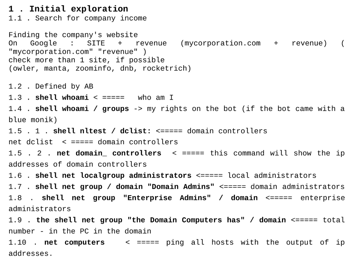 curi0usJack's tweet photo. Initial recon steps from Conti CS manual. Literally the first commands in the manual. This should bring comfort to any org that has prioritized pentesting/detection engineering to any degree. https://t.co/3OtQzXFZ7z