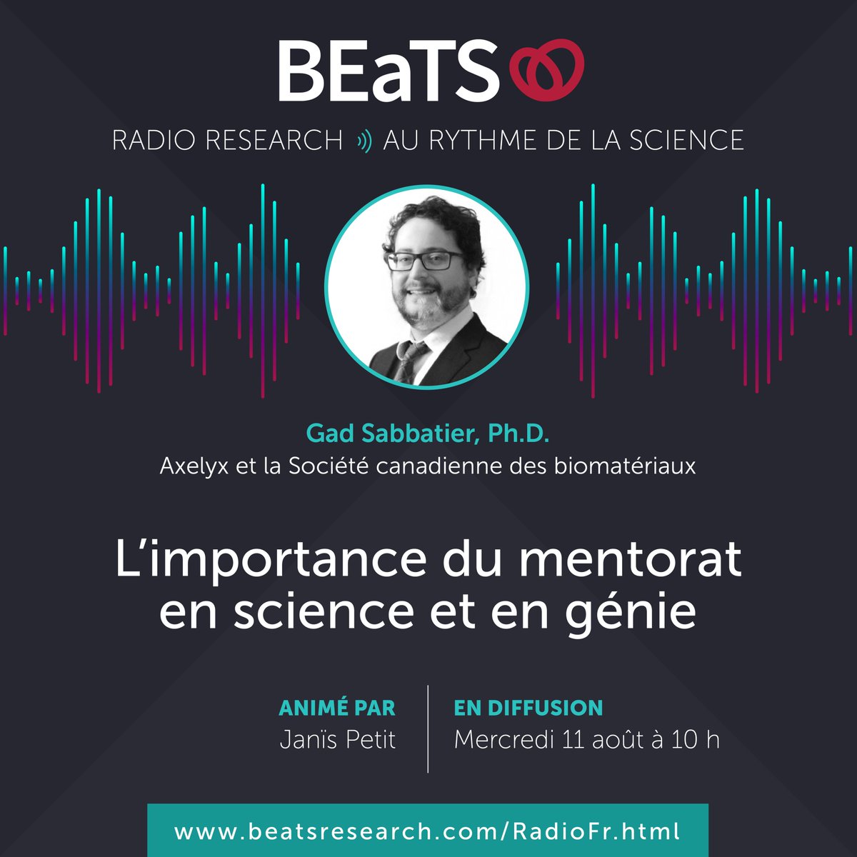 BEaTSResearch's tweet photo. #Canada this #wednesday do not miss at 10 am ET  @janis_petit 🎙️ @GadSabbatier @CanBiomatSoc  in #French 

🎯Tune in to learn why do we need more #mentorship in #Science and #Engineering 

#scicomm #STEMeducation #mentoring https://t.co/sGAv9CMBVa