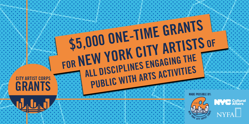NYCulture's tweet photo. There's one day left to apply for the last round of #CityArtistCorps Grants. NYC-based artists, apply for a $5,000 grant to create programming across the 5 boroughs.
@nyfacurrent @MadeinNY @QueensTheatre

Cycle 3 Deadline: Tues., August 10 @ 10:00am
APPLY: https://t.co/SuiYfveupL https://t.co/KxW8zRVkjj
