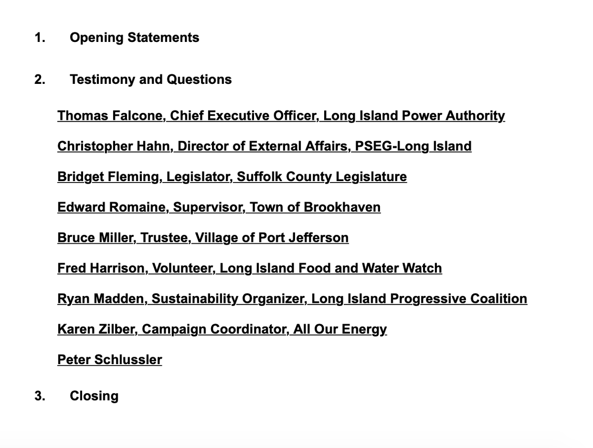 Here is the Hearing Notice and list of testifiers for today's Assembly Energy Committee hearing examining the management and provision of electric service on Long Island. See it live-streamed at: nystateassembly.granicus.com/MediaPlayer.ph…
