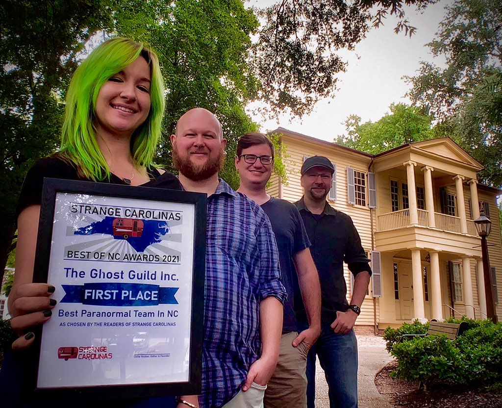 TheGhostGuildNC's tweet photo. Even with only 50% of us in this picture (on our way to an investigation), we are still 100% proud of this honor! Thanks to everyone who voted and to Strange Carolinas for the award. Don’t forget to check out the rest of the award winners and nominees; it was a fantastic group. https://t.co/79DrapkGtC