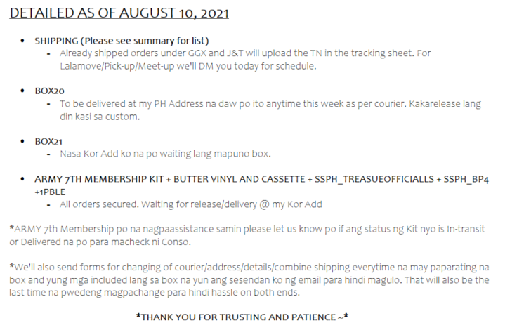 StrawVerrySPH's tweet photo. MASS UPDATE as of AUGUST 10, 2021

Please read carefully below ✨

Thank you for your patience and understanding 🤗💜

Don't hesitate to DM us if you have any concerns/questions.

#StrawVerryUpdates 🍓 https://t.co/nOYkufeOct