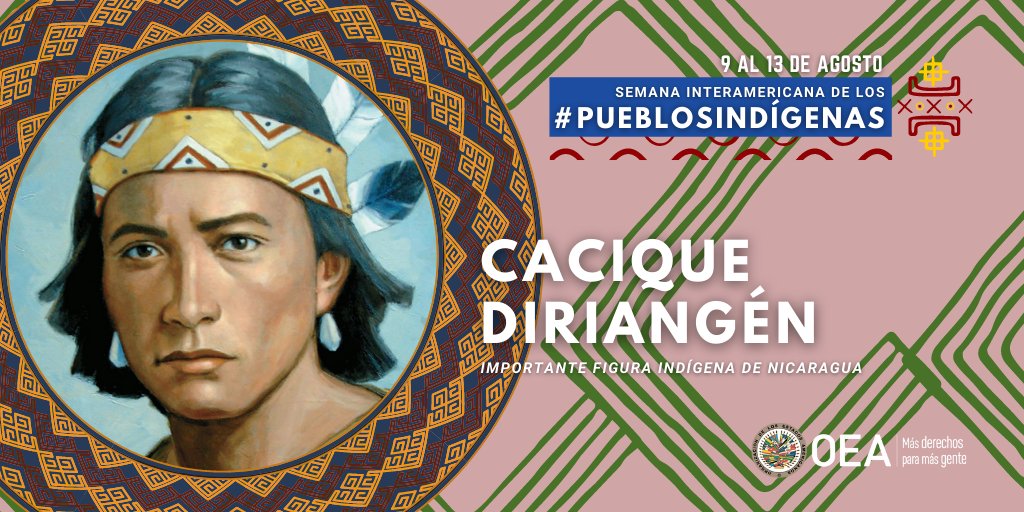 OEA_oficial's tweet image. En la #SemanaPueblosIndígenas compartimos la historia de Cacique Diriangen, una figura indígena importante de #Nicaragua que se convirtió en un símbolo de la rebeldía, resistencia y valor del Pueblo Nicaragüense. Más aquí: bit.ly/2Vz5pFg  #SemanaPueblosIndígenas