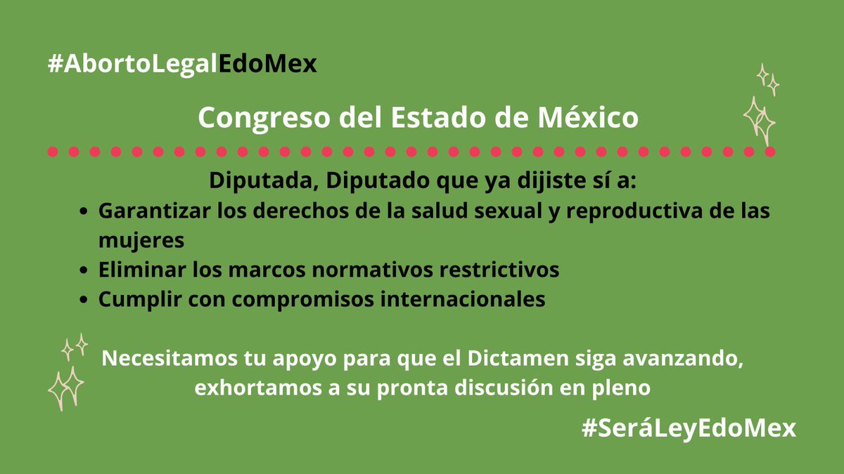 ProequidadAC's tweet photo. Diputada/o esperamos que se sumen a la exigencia de los acuerdos, para que las comisiones de Igualdad, Salud y Justicia sean convocadas en la @legismex
 para discutir el #AbortoLegalEdoMex.  #SeráLeyEdoMex en el #EdoMex https://t.co/9LrUBDcf3d