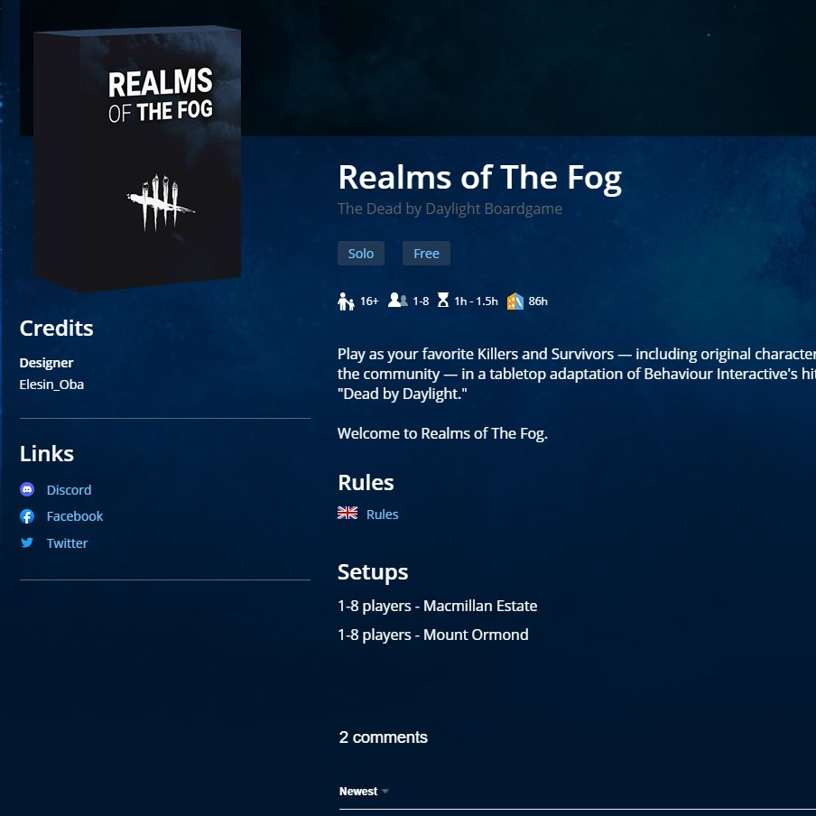 RealmsOfTheFog's tweet image. +++ ANNOUNCEMENT +++

We are proud to officially announce ROTF has been published on tabletopia! Our discord is open for feedback, content development, and announcements! Play free now and let us know what you think!
bit.ly/3fMfEwP

#DeadbyDaylight #Dbdboardgame