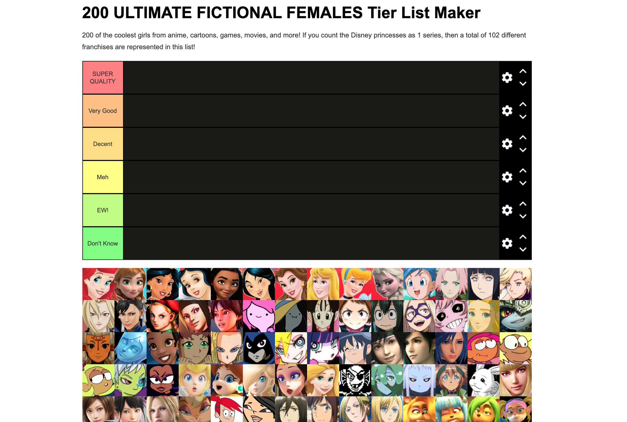 Create a A Big List of Anime Girls Tier List - TierMaker