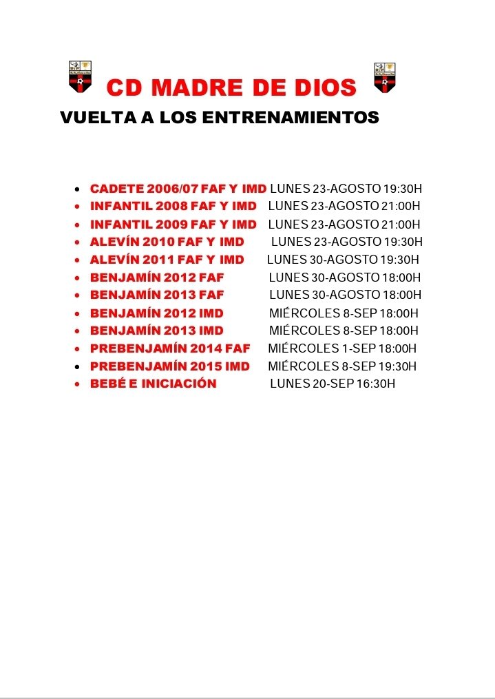 📢 ATENCION OS DEJAMOS LA FECHAS PARA LA VUELTA A LOS ENTRENAMIENTOS 
#ElMejorClubDondePuedesEstar
