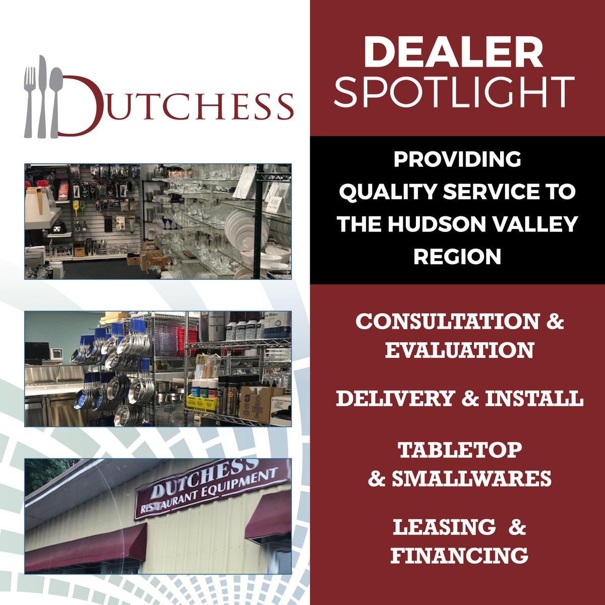 Looking for a one-stop shopping experience in the Hudson Valley? Then look to our dealer Dutchess Restaurant Equipment! For 45+ years, their team of pros have been providing the best food service equipment, supplies and service. For more info: drequipmentco.com #buylocal