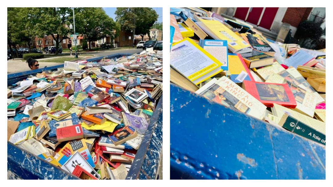 BlockClubCHI's tweet photo. Kelvyn Park High School threw out hundreds of classic books, outraging neighbors.

CPS officials said the school is undergoing renovations, and the books were “weeded” out in the process. https://t.co/jiKwH1Yv14 https://t.co/6t2mpa82yu