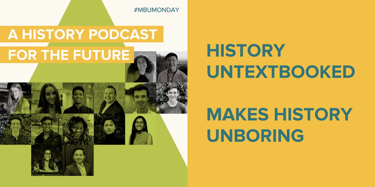 historymadebyus's tweet photo. Textbooks are silent, but history speaks volumes. 
@Untextbooked - the podcast made by students, for students - is here to talk about big questions history can help answer. The team interviews famous historians &amp; authors, going way beyond the pages of our textbooks. https://t.co/nj0XGoiXP6